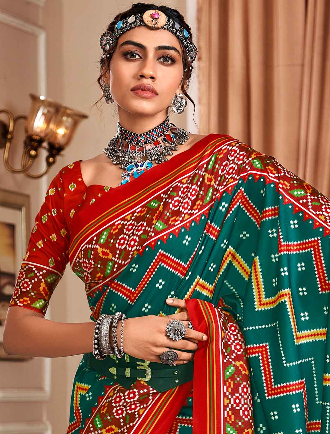 Pure Tusser With Patola Ethnic UnStitched Saree