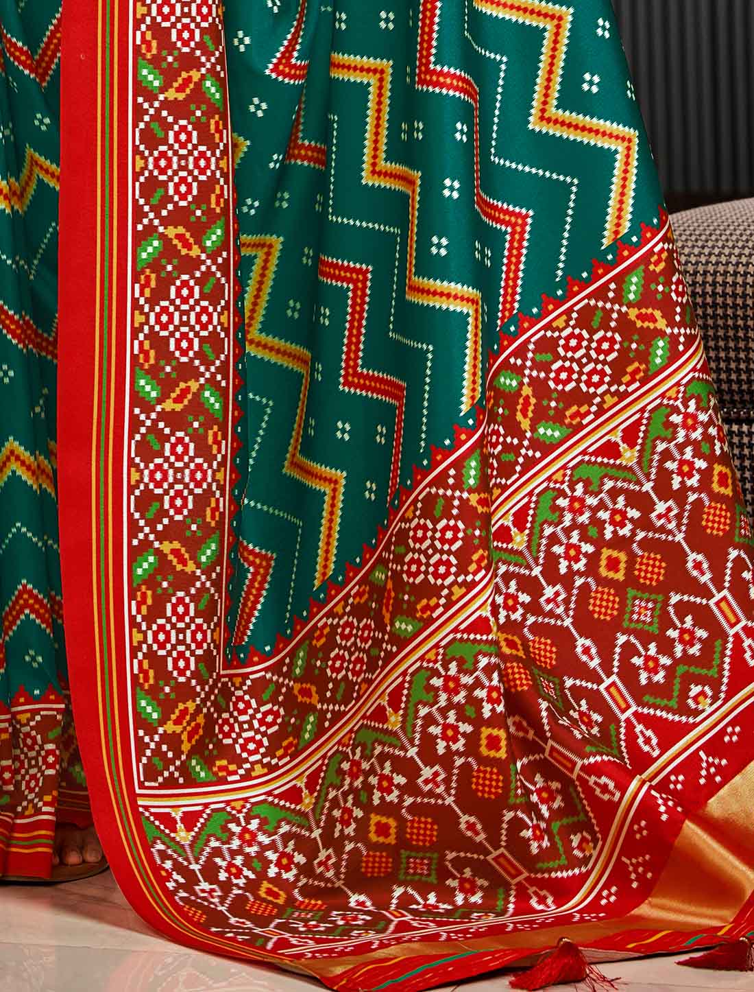 Pure Tusser With Patola Ethnic UnStitched Saree