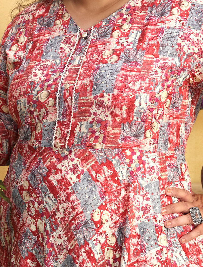 Light Pink Big Size Fashion Trends Premium Rayon Long Kurti For Women