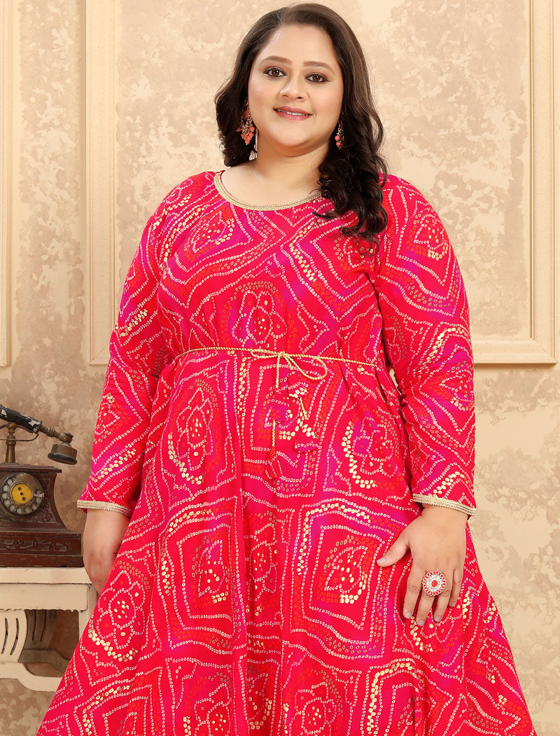Pink Big Size Fashion Trends Premium Rayon Long Kurti For Women