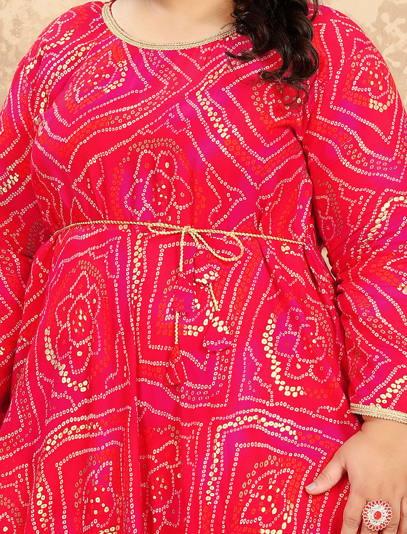 Pink Big Size Fashion Trends Premium Rayon Long Kurti For Women