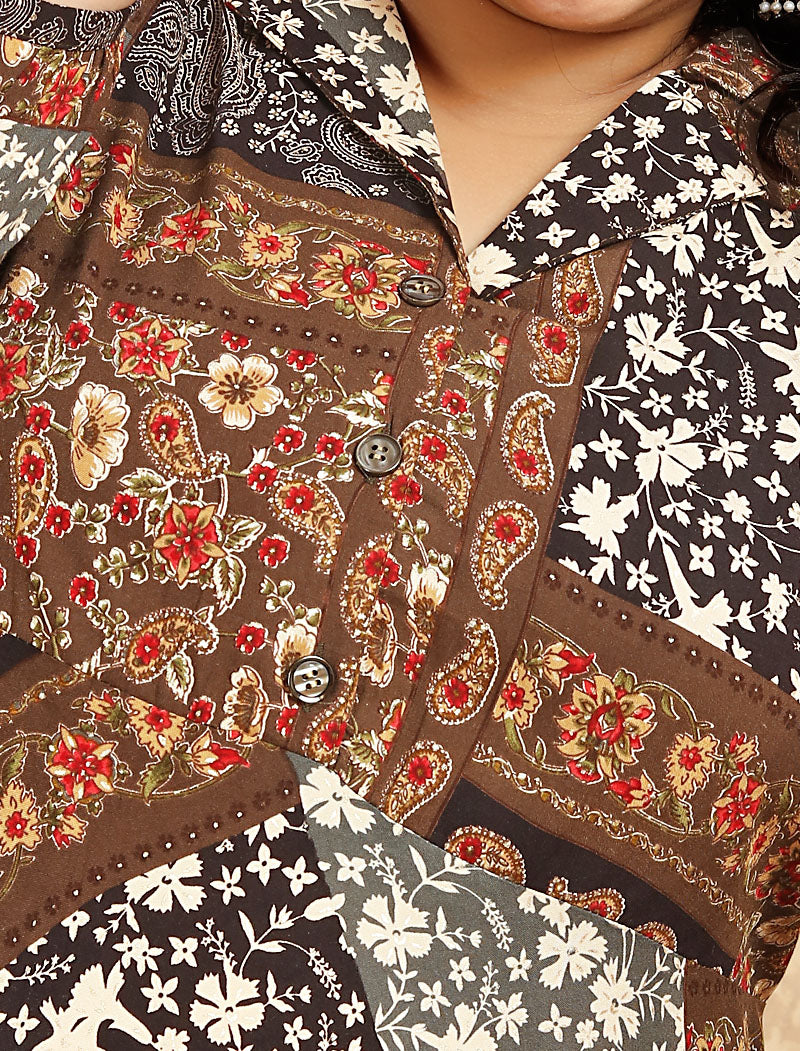 Brown Big Size Fashion Trends Premium Rayon Long Kurti For Women