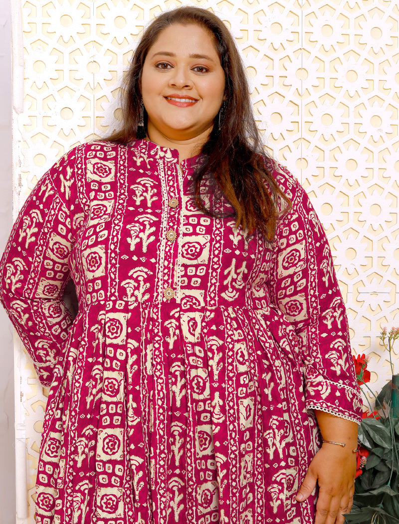 Pink Unique Big Size Fashion Trends Premium Rayon Long Kurti For Women