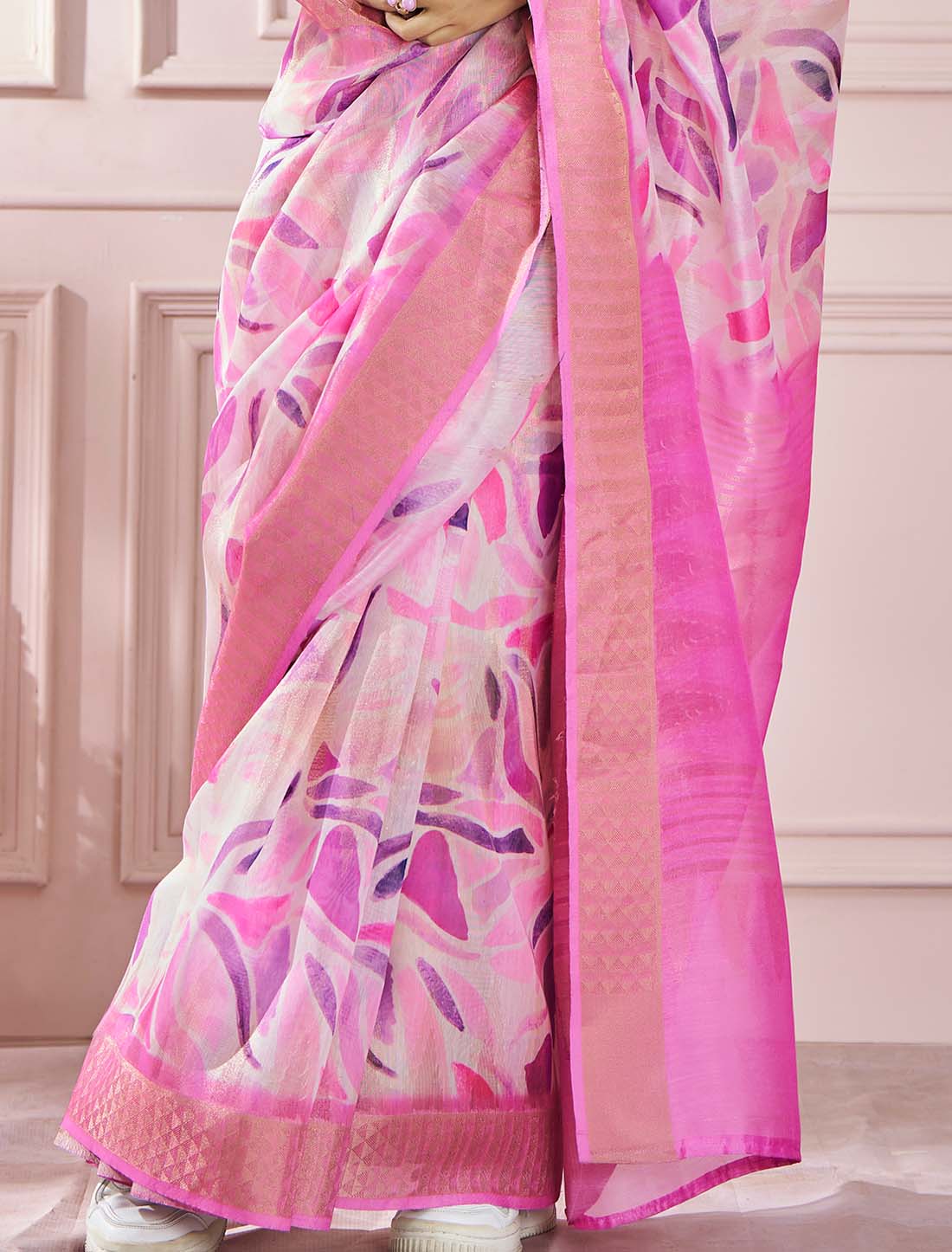 Ethnic Soft Zari Pink Based Modal Silk Saree