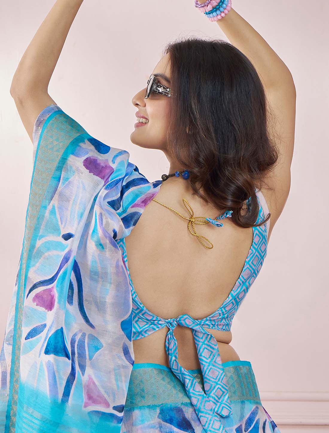 Soft Zari Ethnic Based Modal Silk Blue Saree