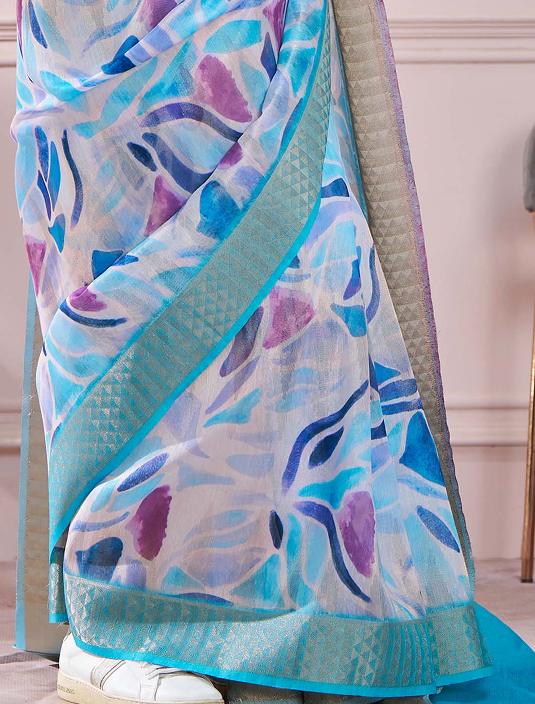 Soft Zari Ethnic Based Modal Silk Blue Saree