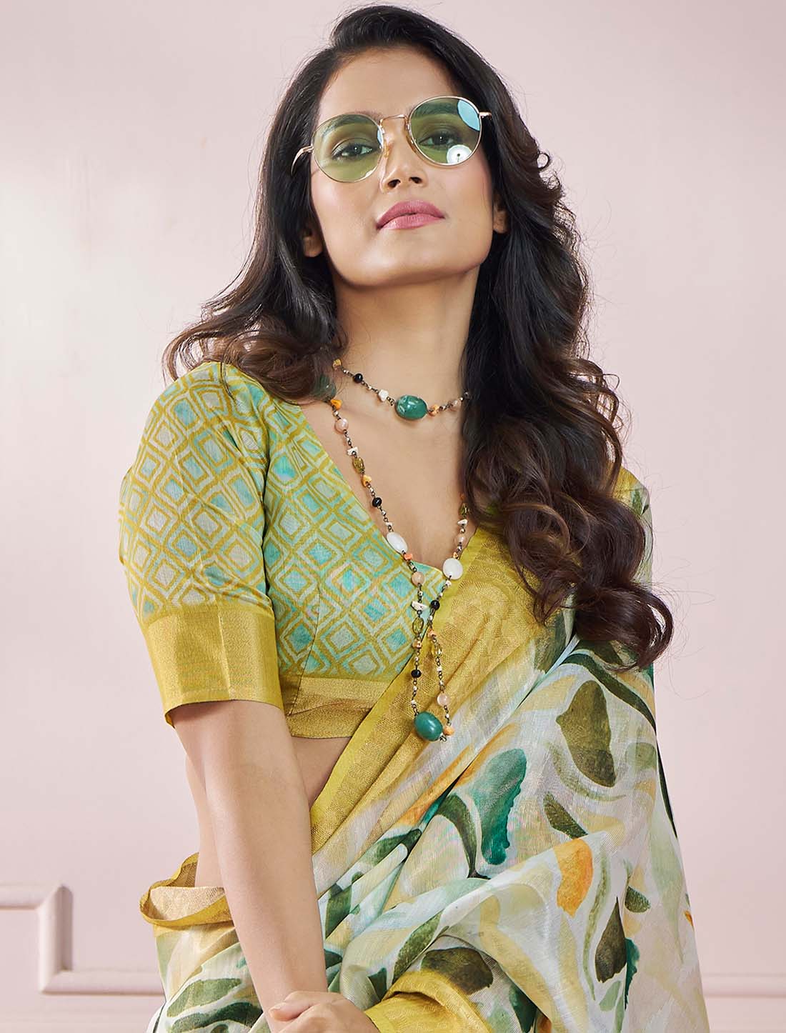 Green Soft Zari Based Modal Silk Ethnic Saree