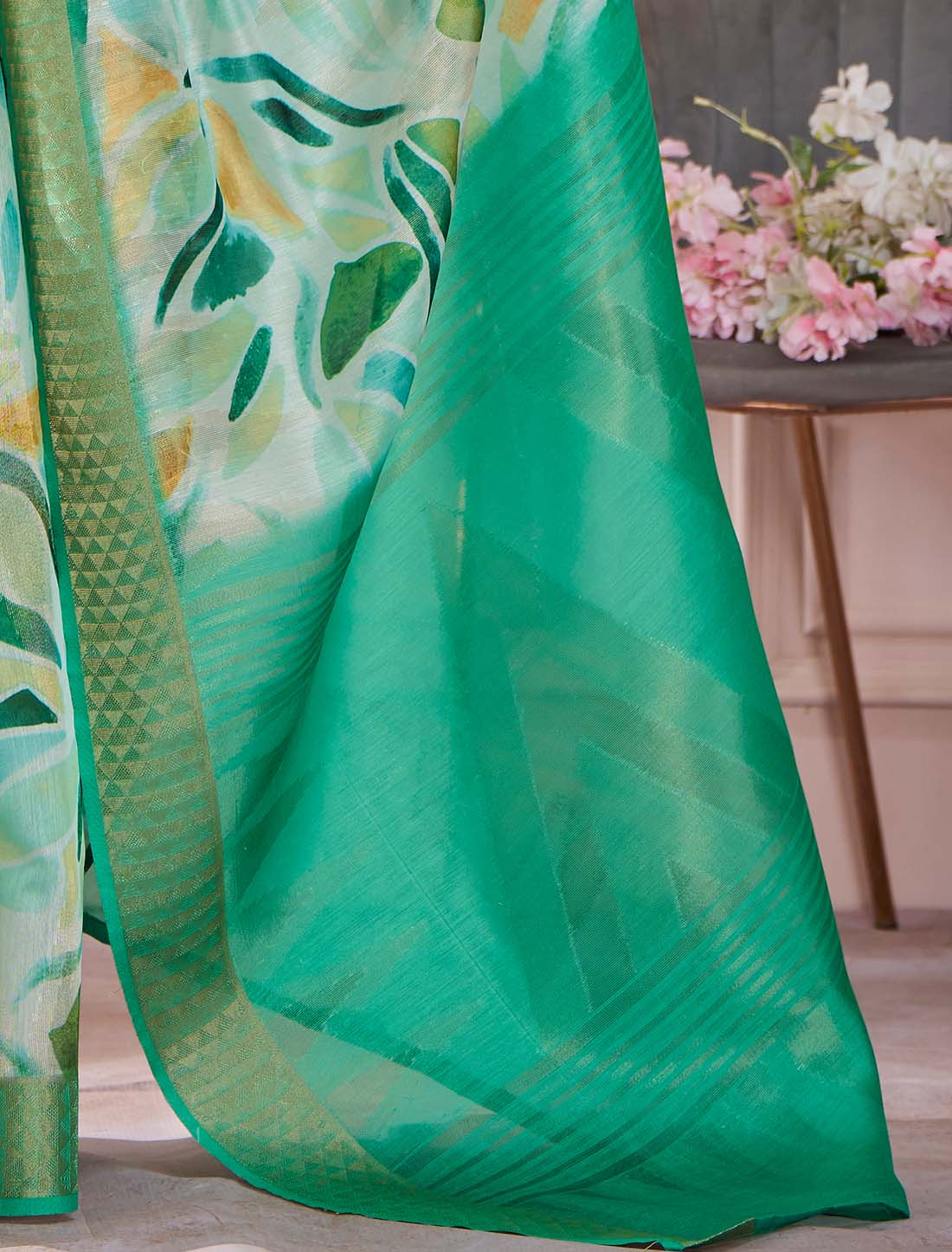 Ethnic Soft Zari Based Modal Silk Green Saree