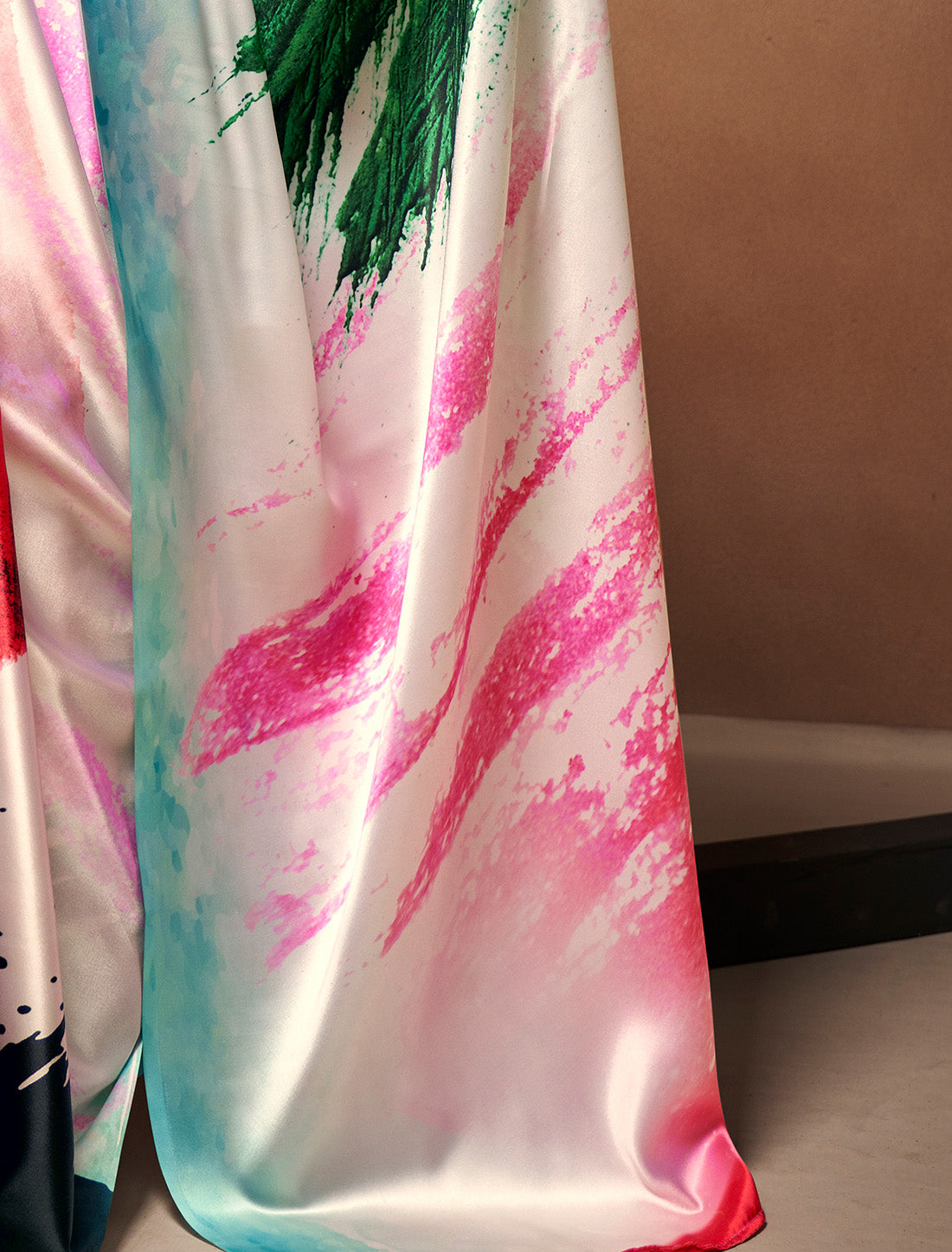 Satin Silk With Digital Rainbow Print Ethnic Saree