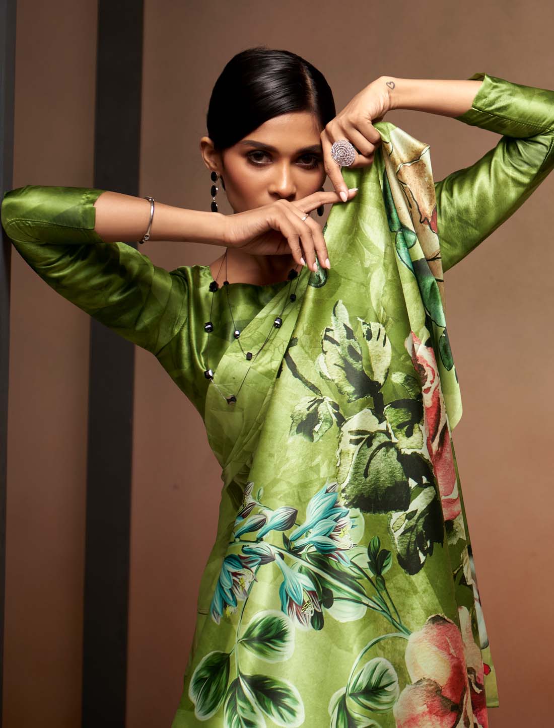 Digital Rainbow With Satin Silk Print Ethnic Saree