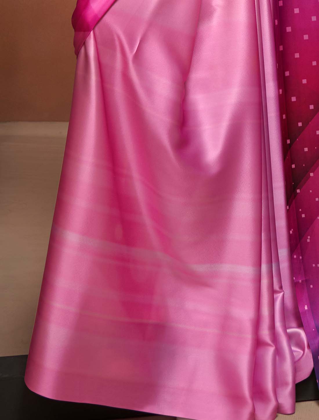 Ethnic Satin With Digital Rainbow Print Silk Saree