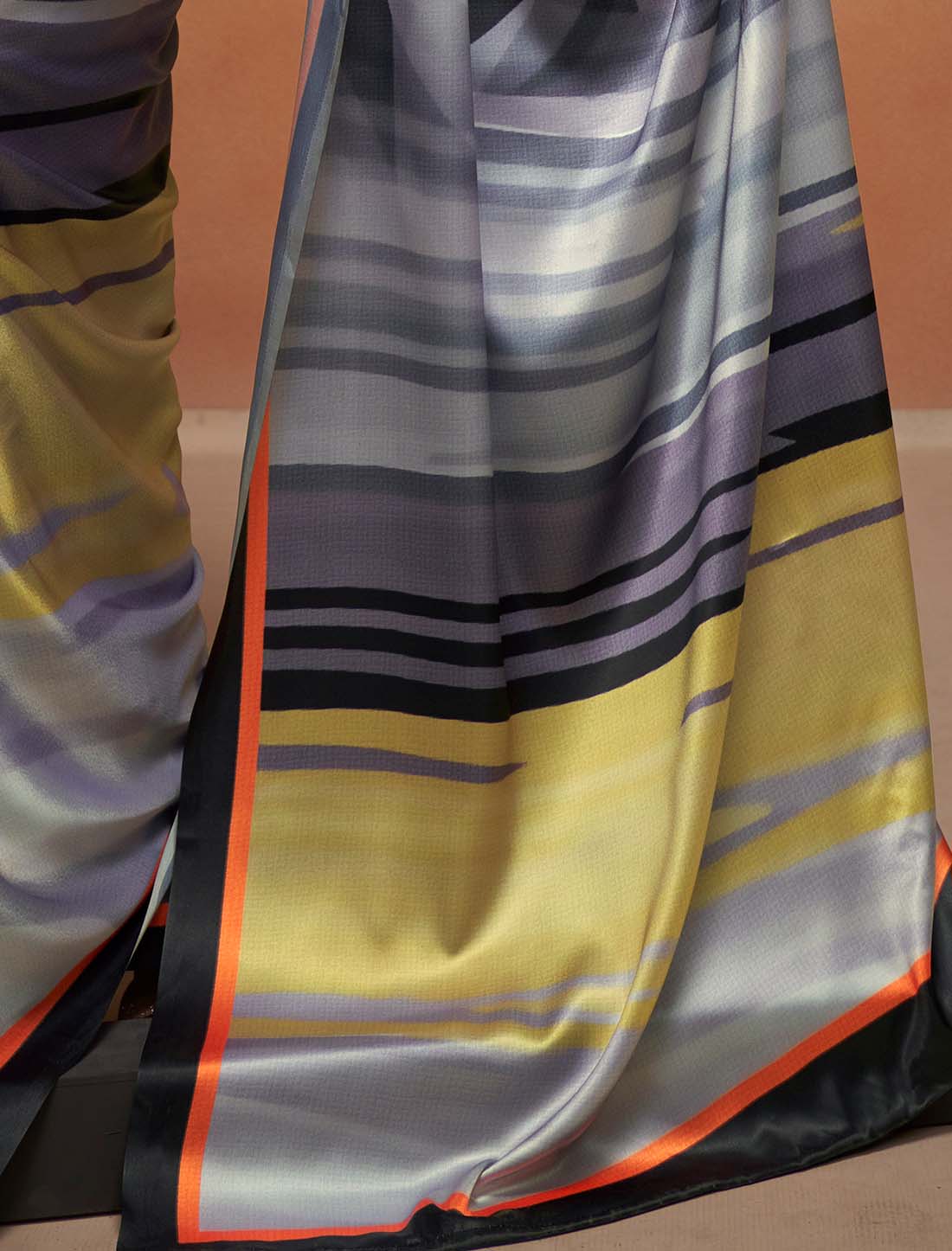 Ethnic Digital Rainbow Print With Satin Silk Saree