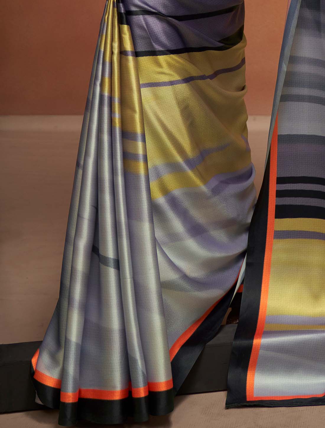 Ethnic Digital Rainbow Print With Satin Silk Saree