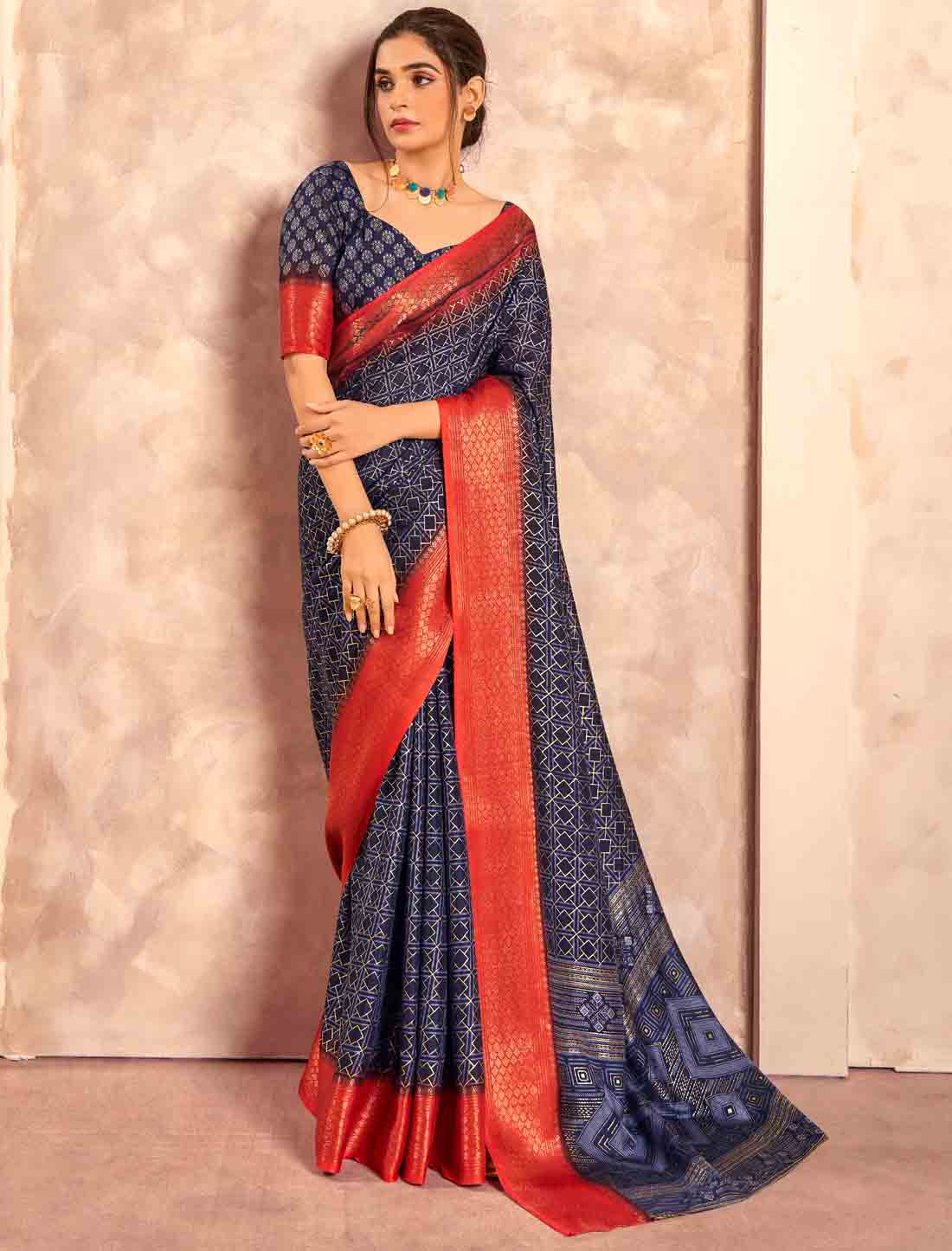 Soft Dola With Foil Print Party Wear Silk Saree