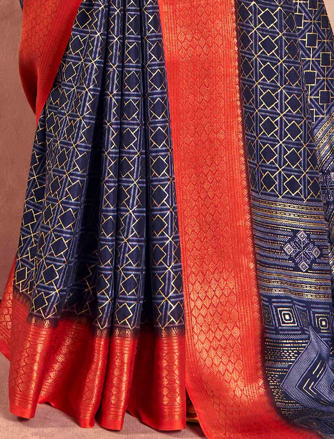 Soft Dola With Foil Print Party Wear Silk Saree