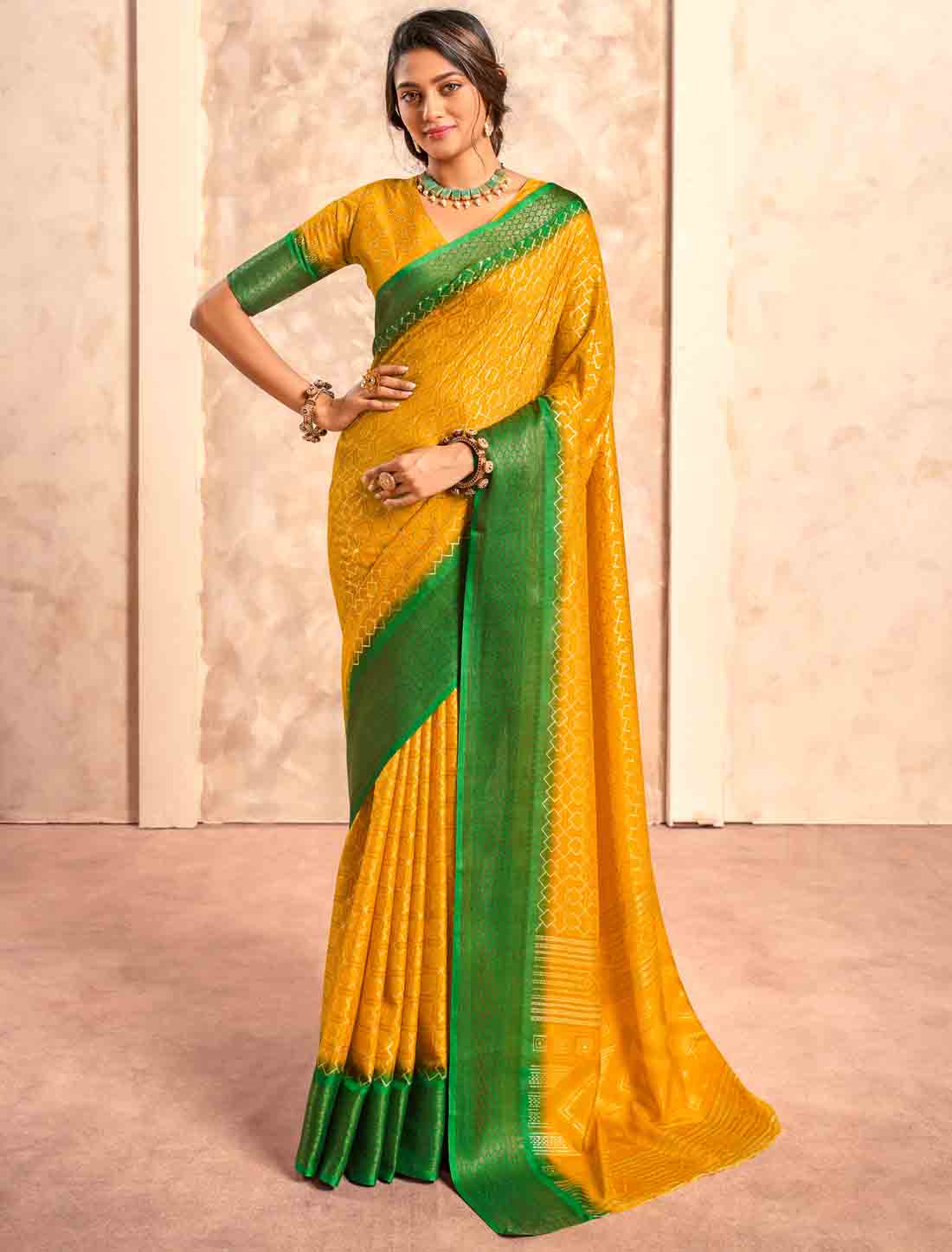 Foil Print Ethnic Soft Dola Silk Party Wear Saree
