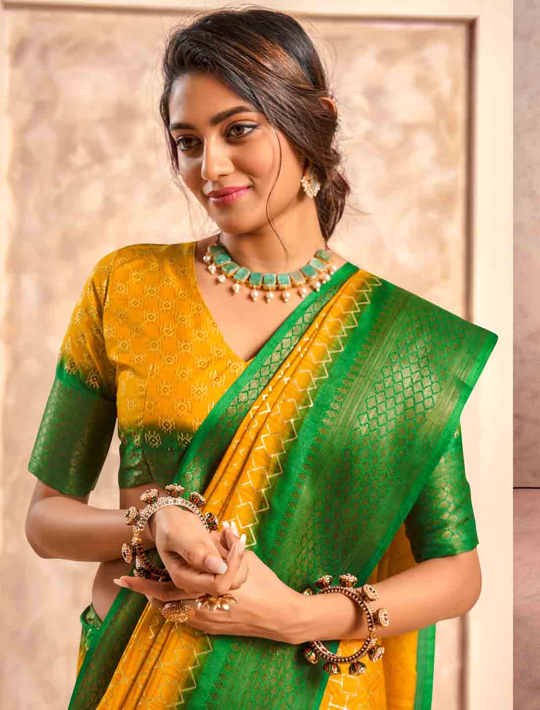 Foil Print Ethnic Soft Dola Silk Party Wear Saree