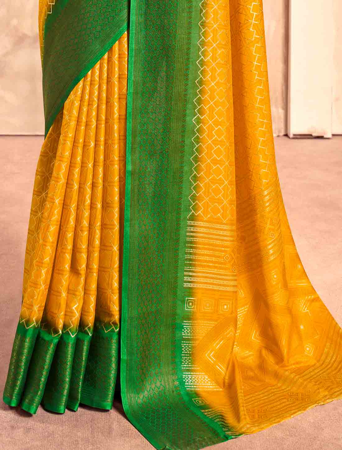 Foil Print Ethnic Soft Dola Silk Party Wear Saree