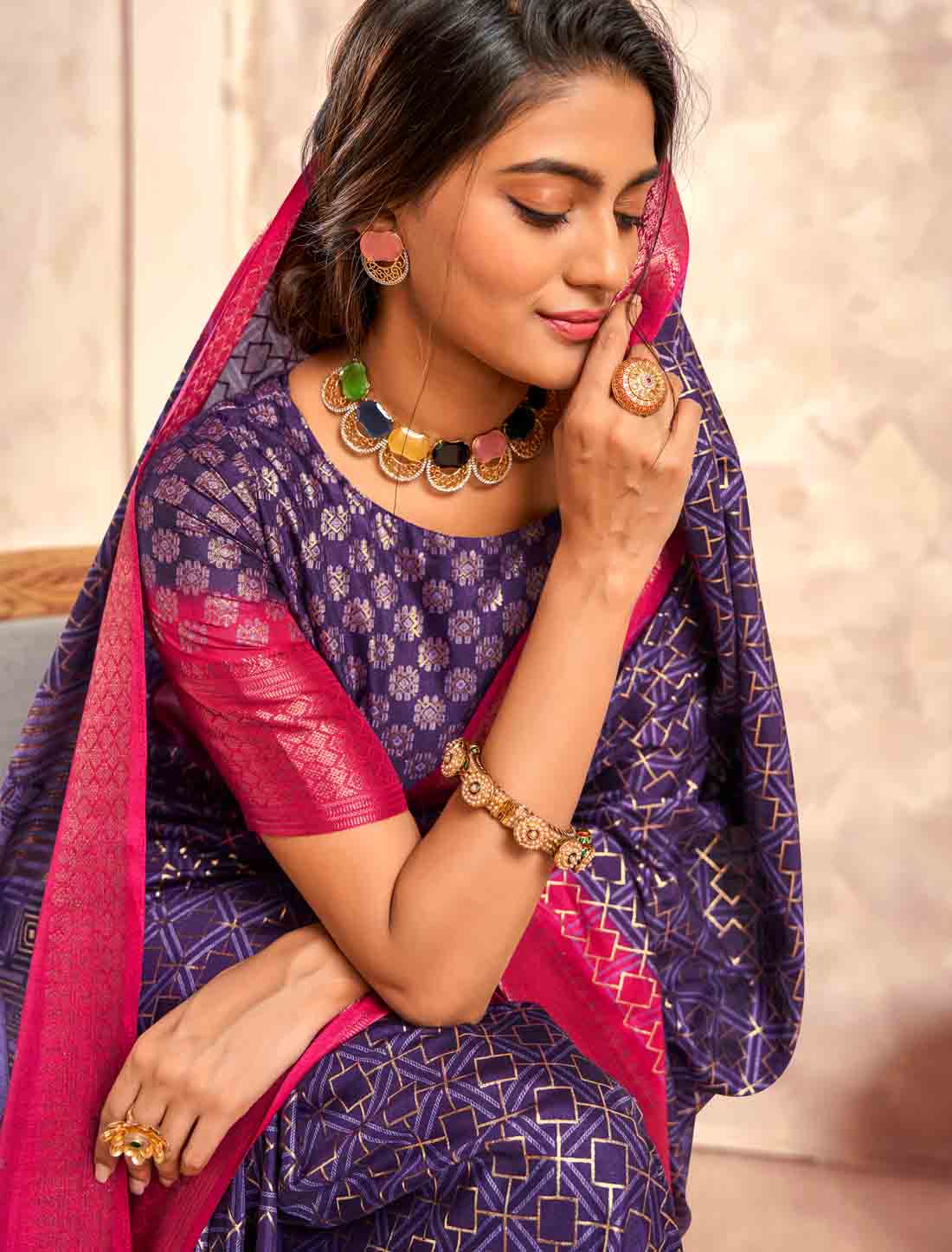 Foil Print With Silk Soft Dola Ethnic Party Wear Saree