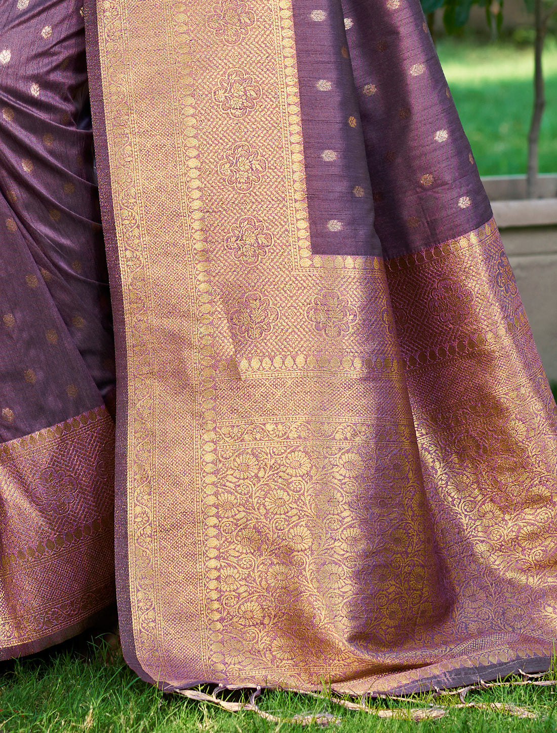 Lavender Ethnic Assam Silk Traditional Wear Saree