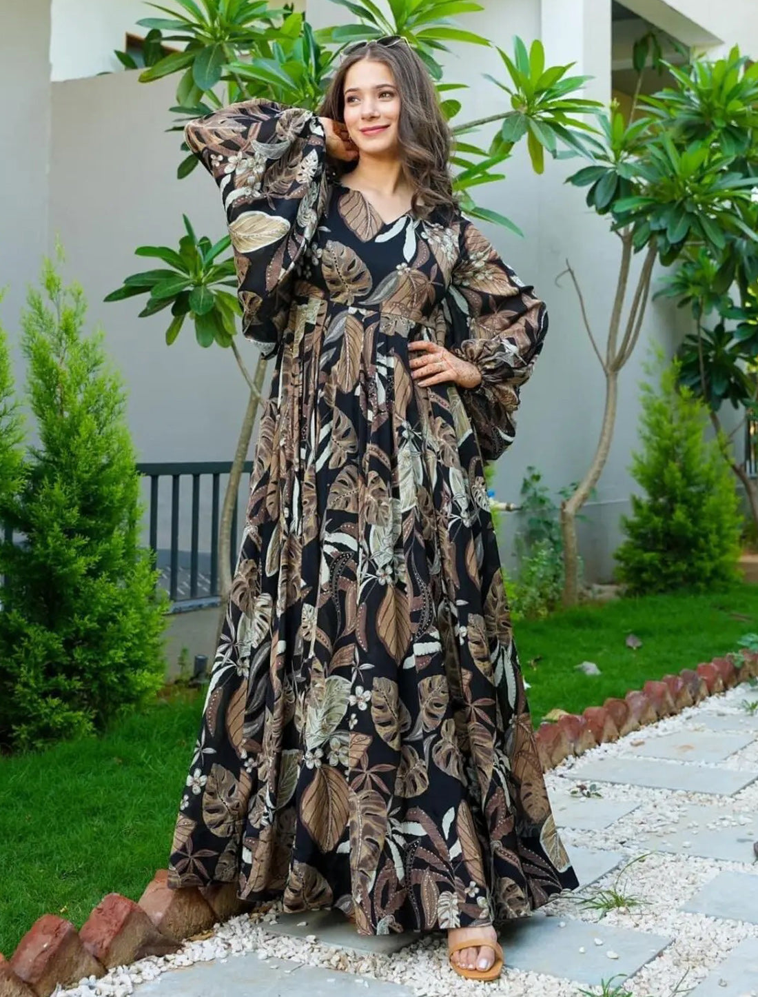 Ethnic Air Tex Chinon Anarkali Printed Gown
