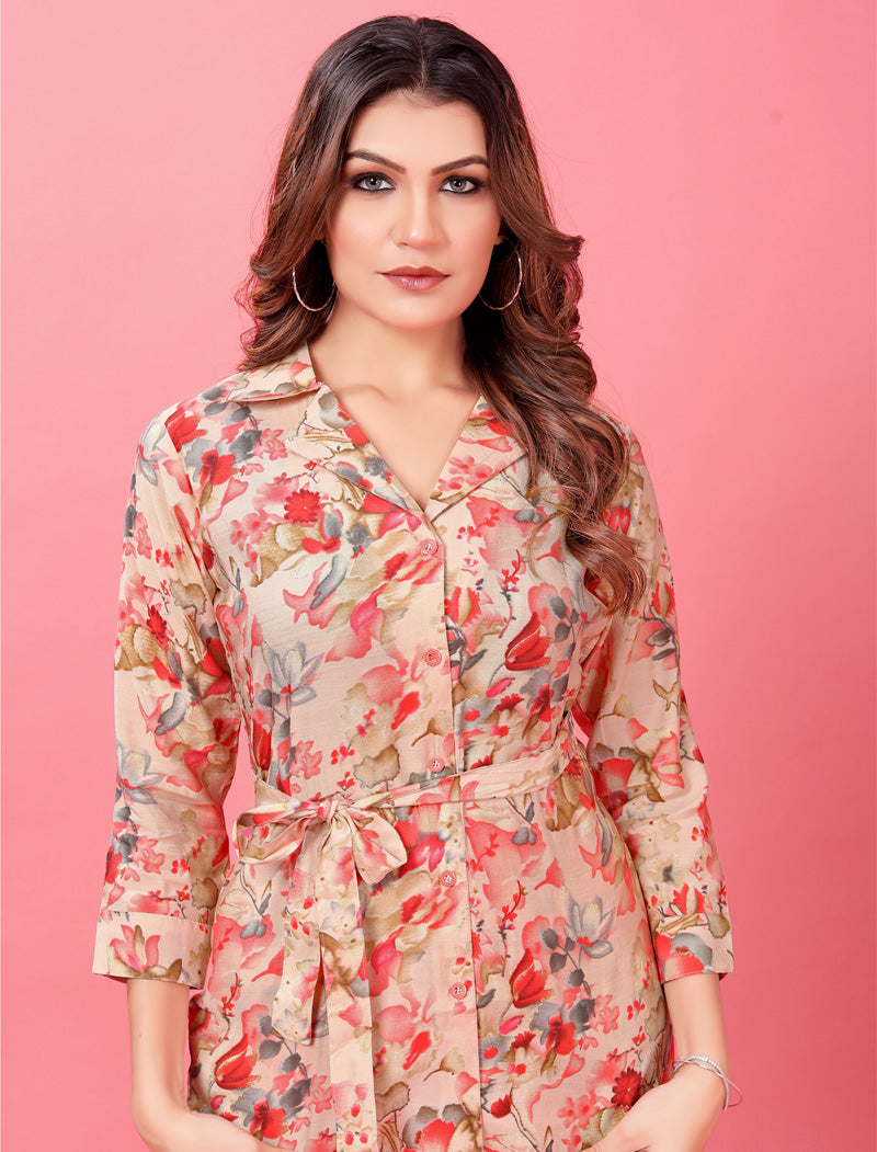 Peach Elegance Premium Rayon Top & Pant Co-ord Sets for Women