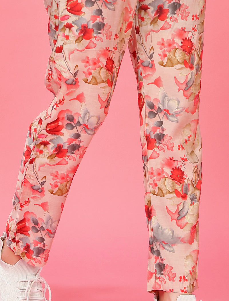 Peach Elegance Premium Rayon Top & Pant Co-ord Sets for Women