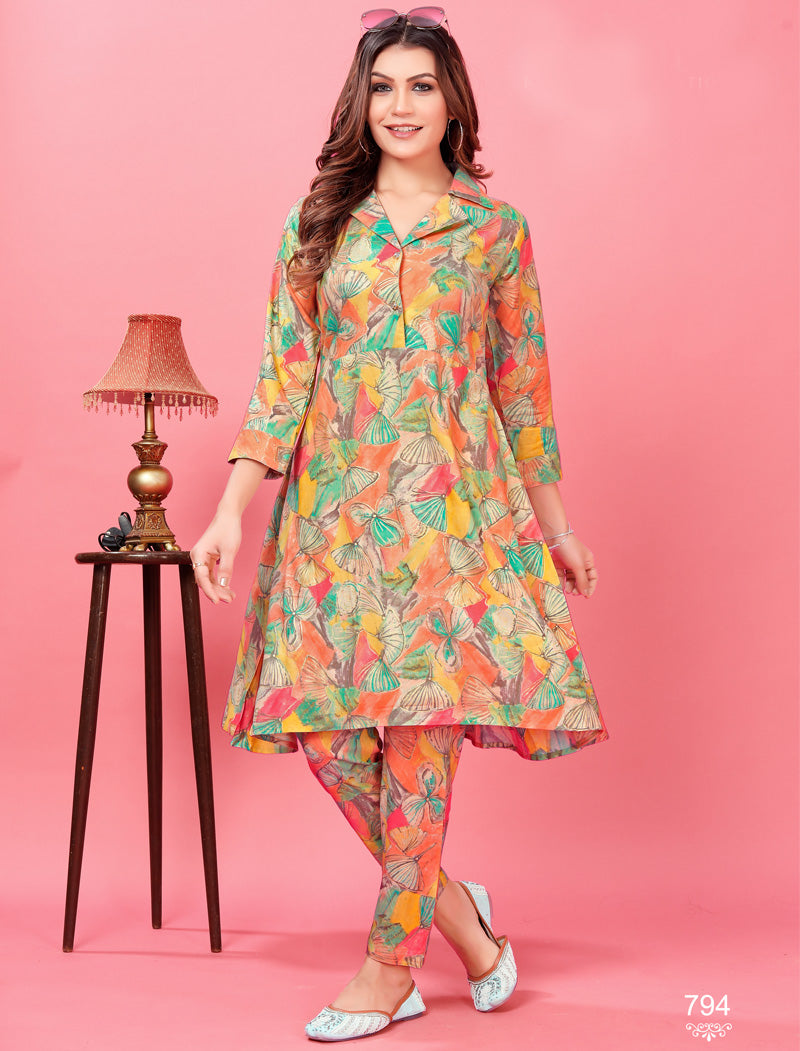 Introducing Multi-color Premium Rayon Top & Pant Co-ord Sets for Women