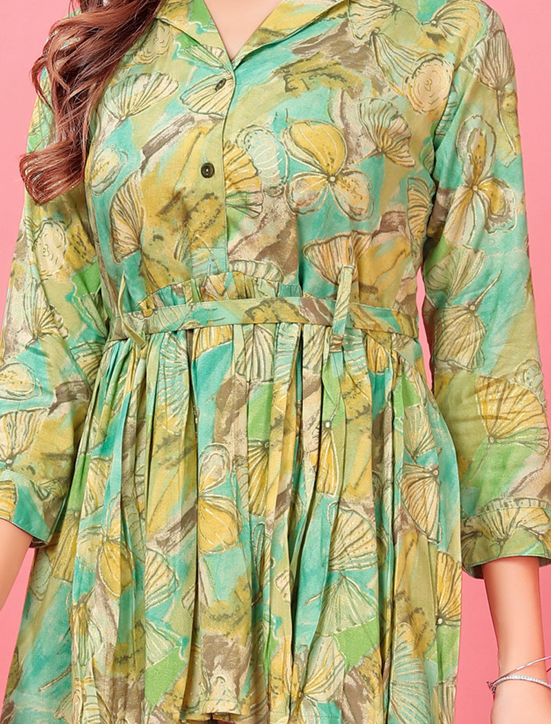 Introducing Sea Green Premium Rayon Top & Pant Co-ord Sets for Women