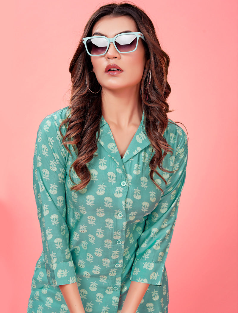 Blue Elegance Premium Rayon Top & Pant Co-ord Sets for Women