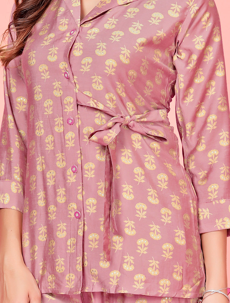 Luxurious Pink Premium Rayon Top & Pant Co-ord Sets for Women