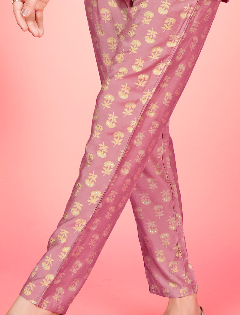 Luxurious Pink Premium Rayon Top & Pant Co-ord Sets for Women