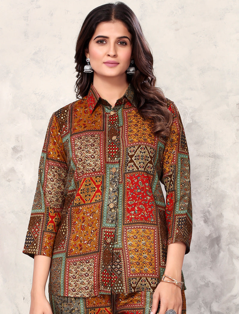 Luxurious Brown Premium Rayon Top & Pant Co-ord Sets for Women