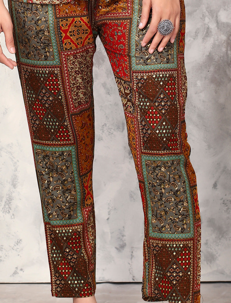 Luxurious Brown Premium Rayon Top & Pant Co-ord Sets for Women