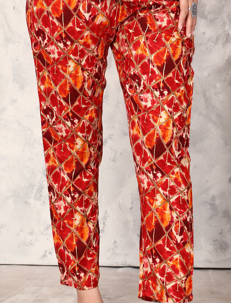 Exquisite Orange Premium Rayon Top & Pant Co-ord Sets for Women