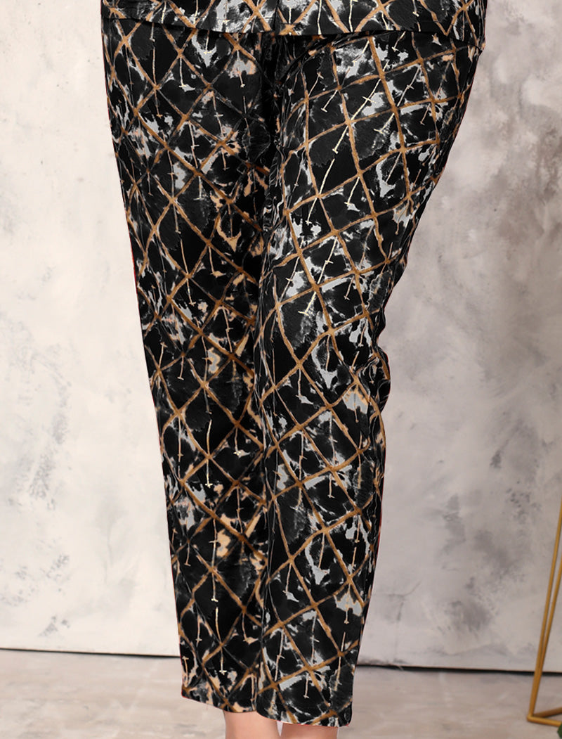 Elegance Black Premium Chanderi Luxurious Top & Pant Co-ord Sets for Women