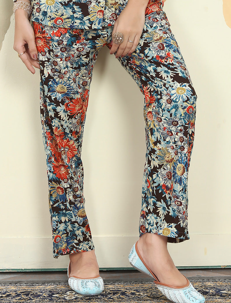 Elevate Multi-color Premium Rayon Top & Pant Floral Co-ord Sets for Women