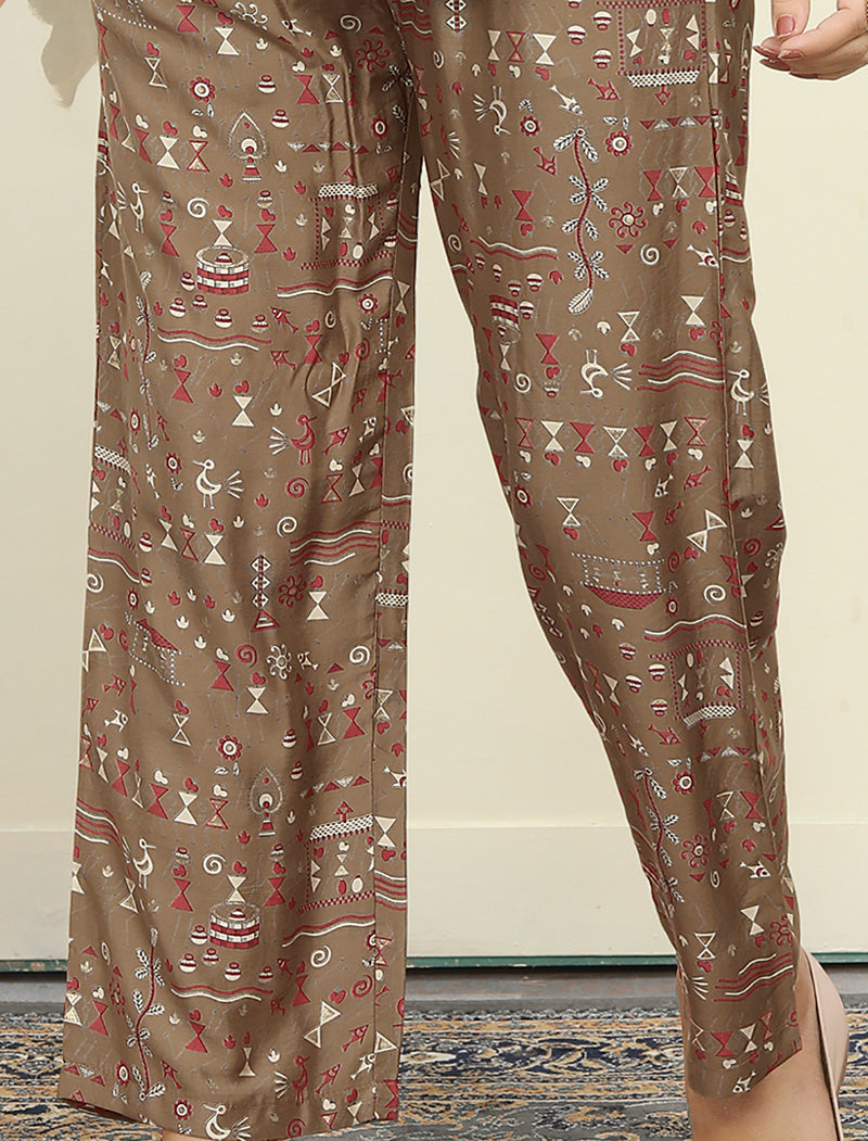 Luxurious Dark Brown Premium Rayon Top & Pant Co-ord Sets for Women
