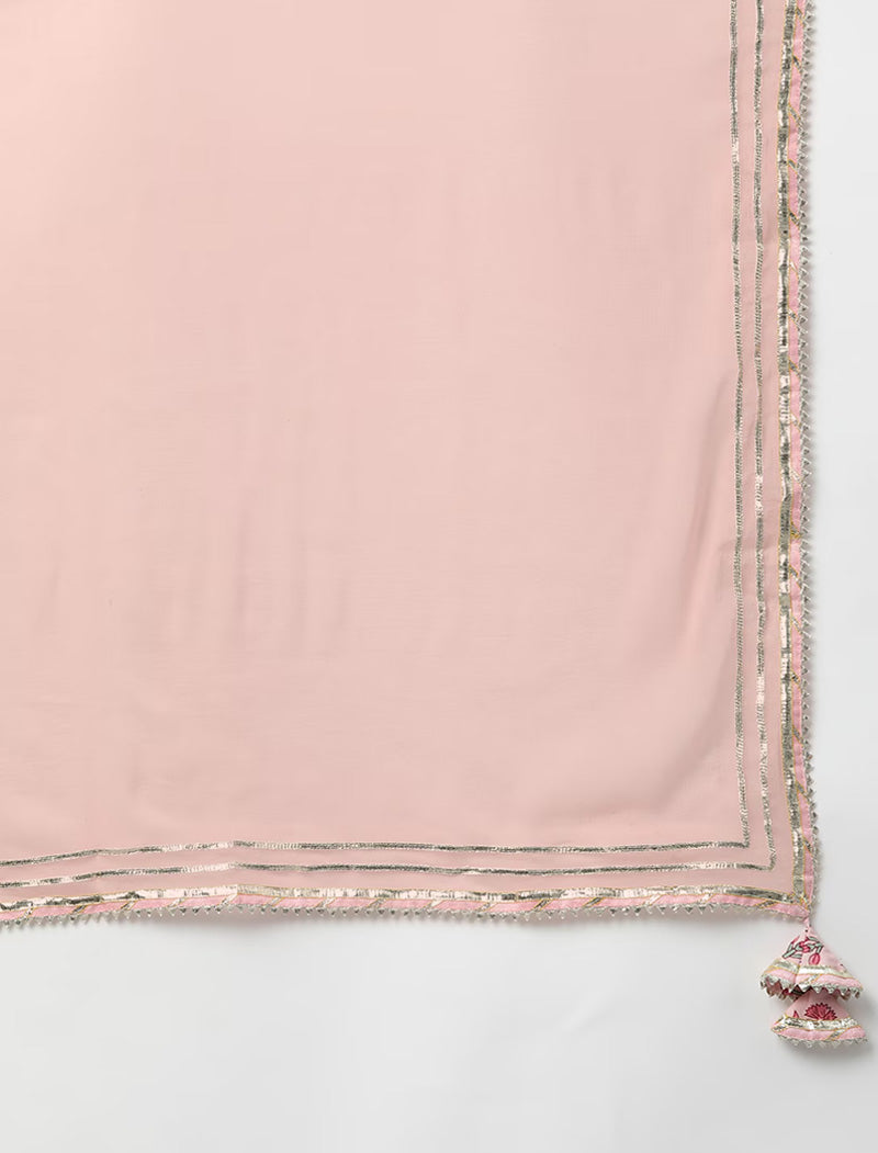 Pink Ethnic Pure Cotton Kurta Pant Sets With Dupatta