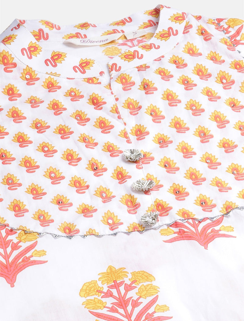 Yellow White Ethnic Peplum Top Sharara Set with Dupatta