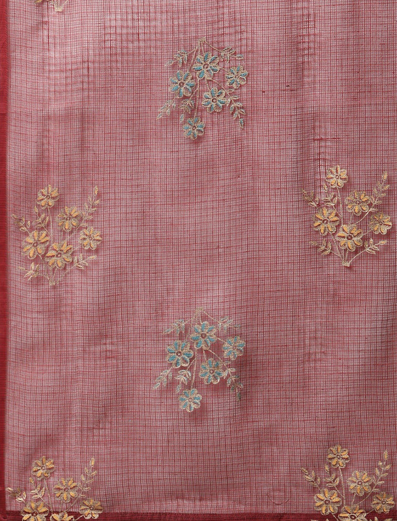 Ethnic Maroon Rayon Kurta Pant Set with kota doria Dupatta