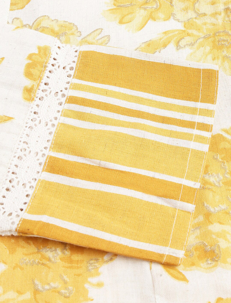 Yellow Women Ethnic Floral Printed Cotton A-Line Kurta