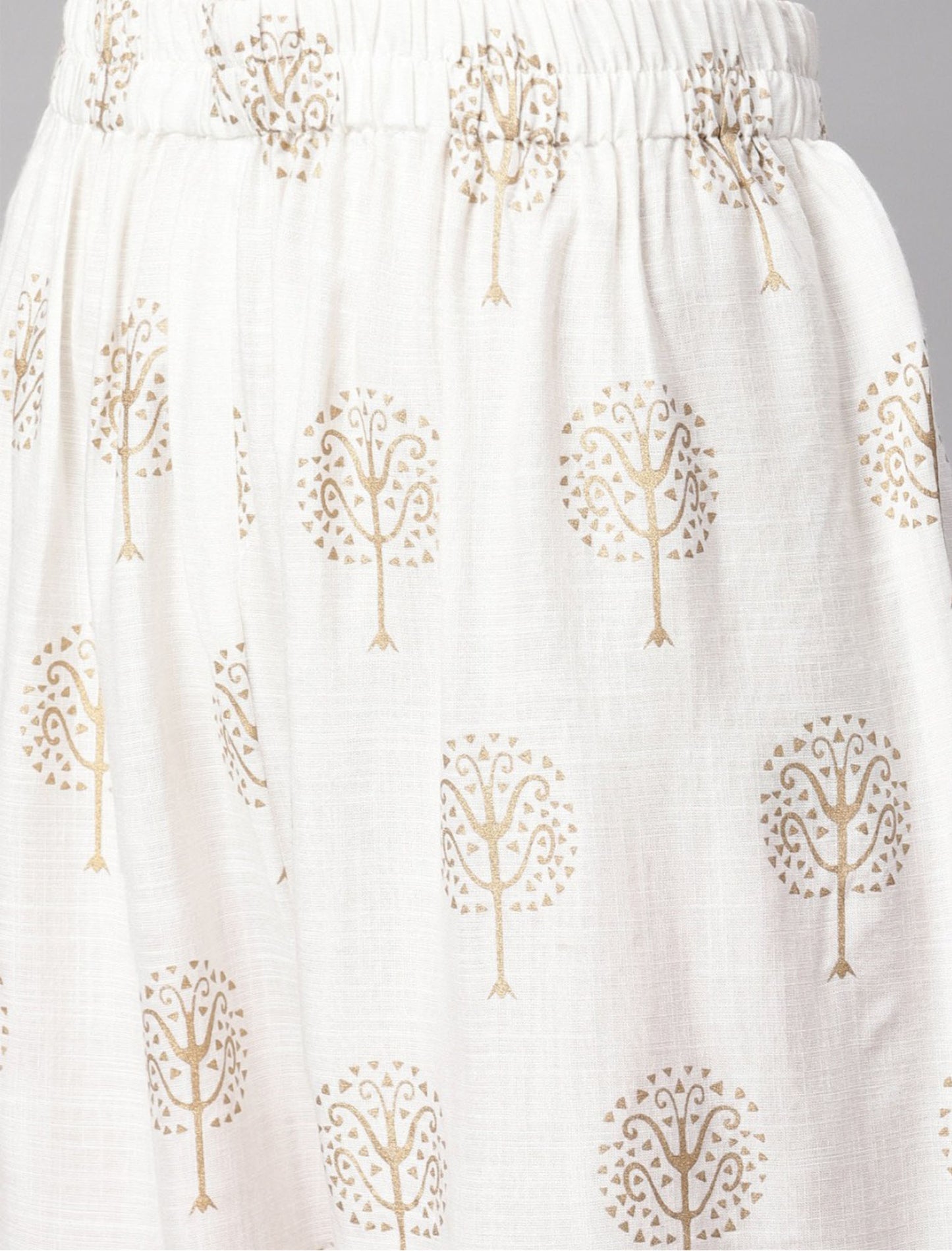 White Pure Cotton Kurta Set with Printed Palazzos Kurta Set For Women