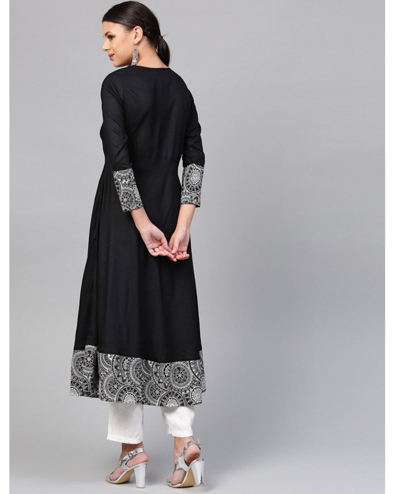 Black Solid A-Line Divena Kurta For Women