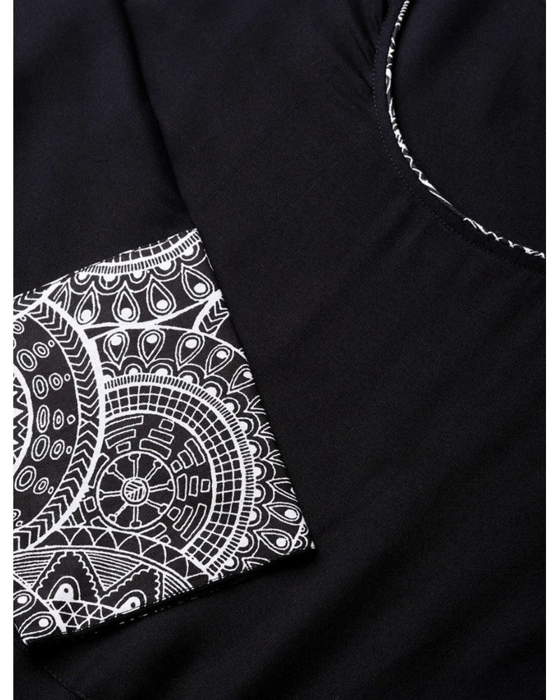 Black Solid A-Line Divena Kurta For Women