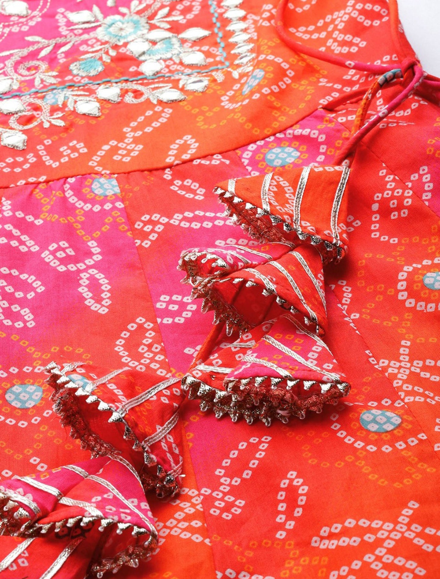 Pink Orange Anarkali Ethnic Kurta For Women