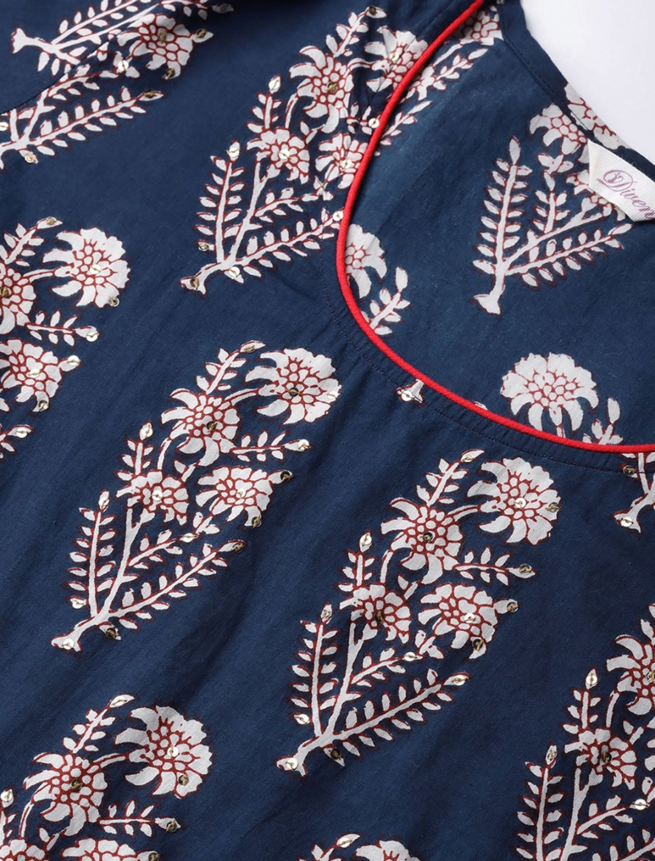 Navy and Off-White Printed Anarkali Ethnic Kurta For Women