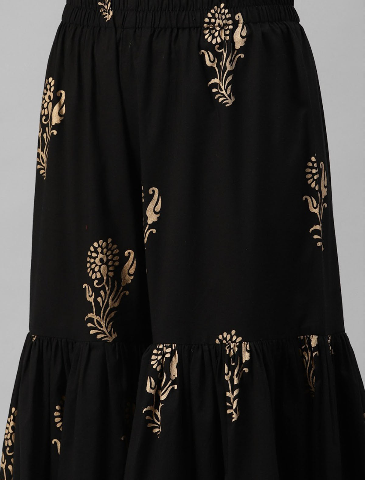 Black Women Ethnic Kurti with Sharara & With Dupatta For Women