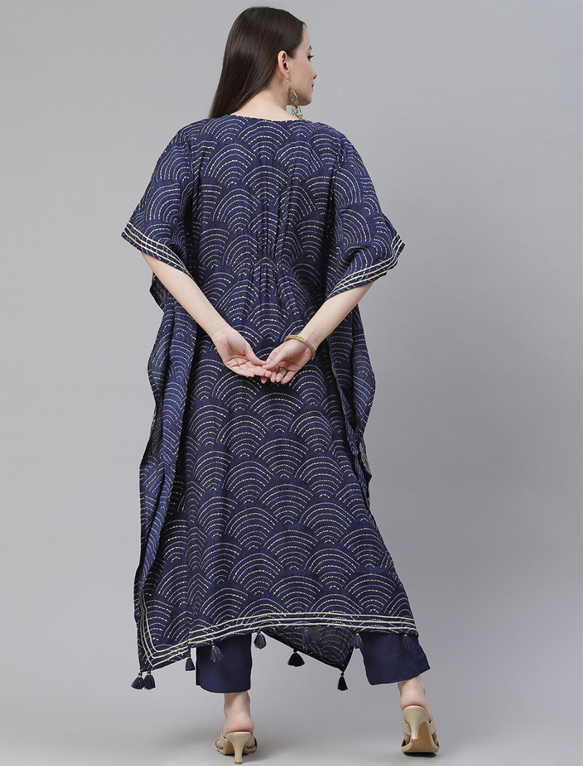 Blue Printed Ethnic Kurta Set With Trousers Bandhani Printed For Women