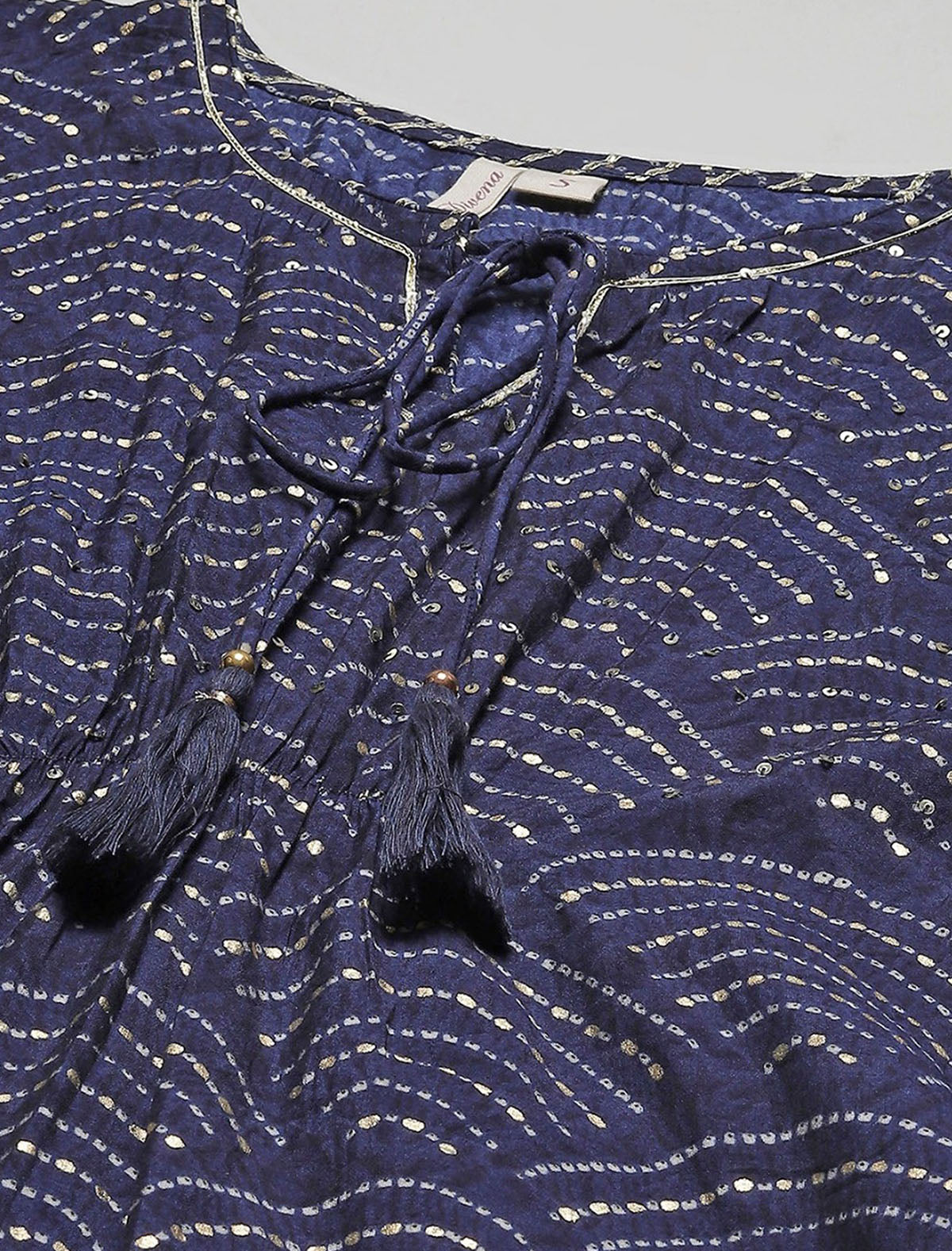 Blue Printed Ethnic Kurta Set With Trousers Bandhani Printed For Women
